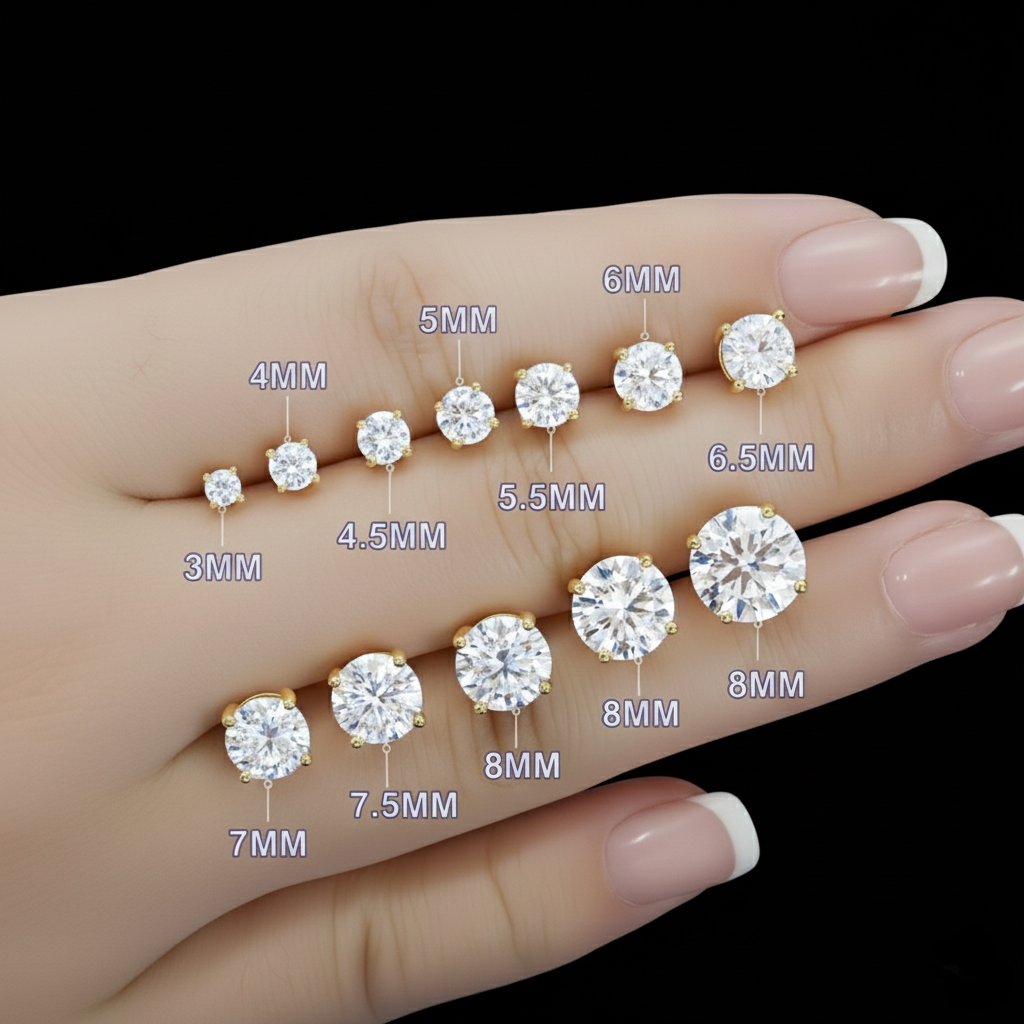 Unisex Classic round Moissanite Earrings 925 Silver for Women D Color VVS1 Moissanite round Earrings Fine Jewelry